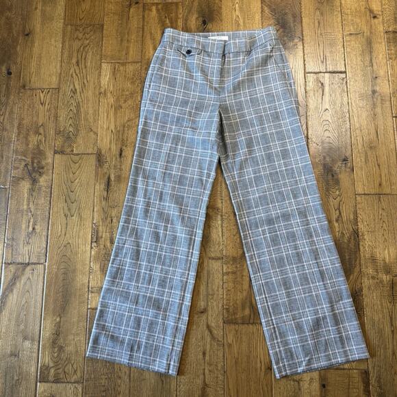 Ann Taylor Loft Pants - Loft Dress Pants Womens Size 0 Petite Gray Pink Plaid Linen Blend Trousers